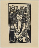 Artist: Larter, Richard. | Title: Seated woman (one of 2): from the Age of reason | Date: c.1958 | Technique: linocut, printed in black ink, from one block