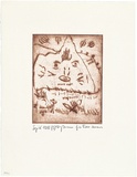 Artist: b'Aseare, Peter.' | Title: b'Der Steinmensch [The stoneman].' | Date: 1972 | Technique: b'etching, printed in brown ink, from one plate'