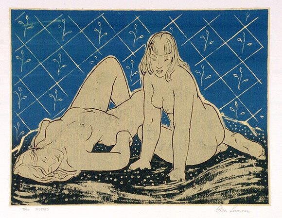 Artist: b'Sumner, Alan.' | Title: b'Two Sisters' | Date: c.1947 | Technique: b'screenprint, printed in colour, from four stencils'