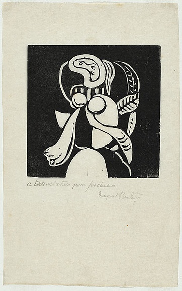 Artist: b'PRESTON, Margaret' | Title: b'A translation from Picasso' | Date: 1933 | Technique: b'woodcut, printed in black ink, from one block' | Copyright: b'\xc2\xa9 Margaret Preston. Licensed by VISCOPY, Australia'