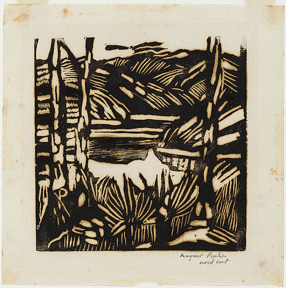 Artist: b'PRESTON, Margaret' | Title: b'Calabash Bay, Berowra' | Date: c.1939 | Technique: b'woodcut, printed in black ink, from one block' | Copyright: b'\xc2\xa9 Margaret Preston. Licensed by VISCOPY, Australia'