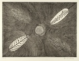 Artist: Cherel, Kumanjayi (Butcher). | Title: Spring water with boonga (bush potato) | Date: 1998 | Technique: etching, printed in black ink, from one plate