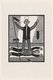 Artist: Groblicka, Lidia. | Title: Strong man | Date: 1971 | Technique: woodcut, printed in black ink, from one block