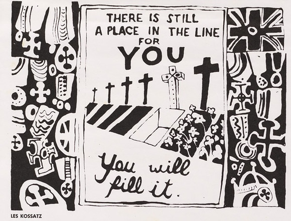 Artist: b'Kossatz, Les.' | Title: b'(There is still a place in the line for you)' | Date: 1967 | Technique: b'linocut'