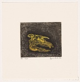 Artist: b'Archer, Suzanne.' | Title: b'Hack' | Date: 2004 | Technique: b'etching and aquatint, printed black ink, from one plate; additional colouring through stencil'