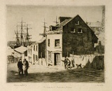 Artist: b'LINDSAY, Lionel' | Title: bThe sailor's boarding house | Date: 1925 | Technique: b'etching, drypoint, printed in black ink with plate-tone, from one plate' | Copyright: b'Courtesy of the National Library of Australia'