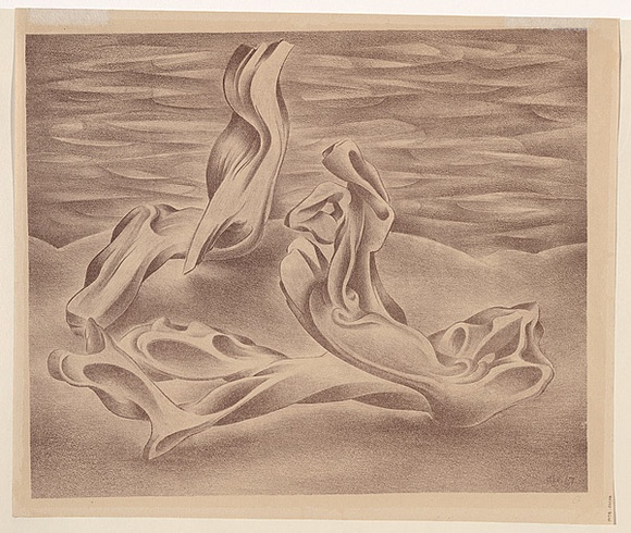 Artist: b'Hinder, Frank.' | Title: b'River bank [verso]' | Date: 1947 | Technique: b'lithograph, printed in brown ink, from one stone'