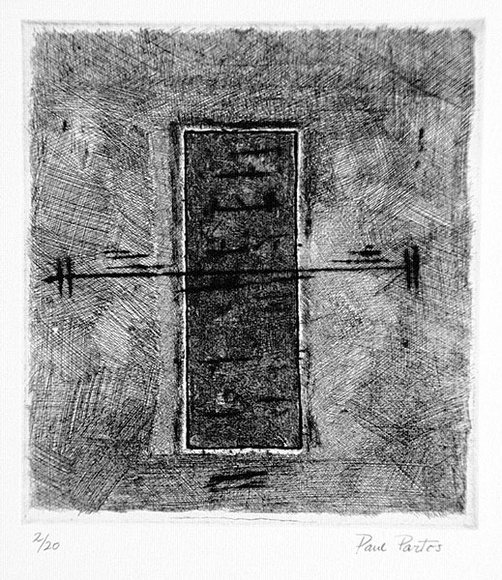 Artist: b'Partos, Paul.' | Title: b'not titled' | Date: 1985 | Technique: b'etching, engraving, rocker, drypoint, printed in black ink, from one plate'