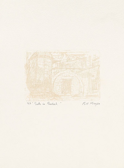 Artist: MEYER, Bill | Title: Gate at Geulah | Date: 1992 | Technique: etching, printed in buff ink, from one zinc plate | Copyright: © Bill Meyer