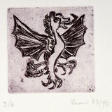 Artist: SHEARER, Mitzi | Title: not titled | Date: 1982-90 | Technique: etching, printed in claret ink, from one  plate
