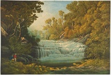 Artist: b'Chevalier, Nicholas.' | Title: bParker's River waterfall, Cape Otway. | Date: (1865) | Technique: b'lithograph, printed in colour, from multiple stones'