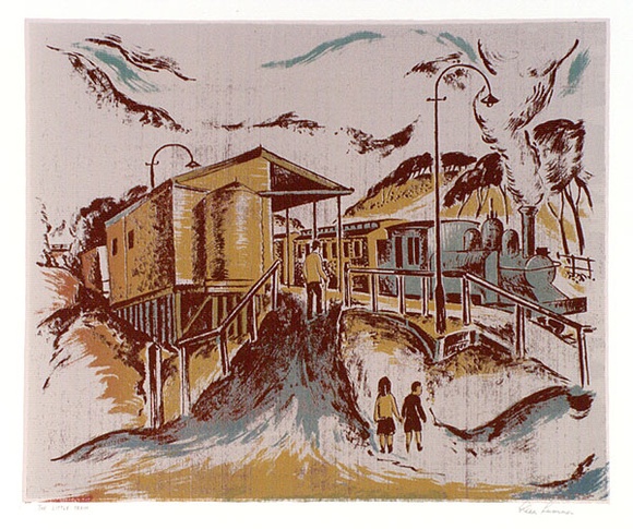 Artist: b'Sumner, Alan.' | Title: b'The little train' | Date: 1948 | Technique: b'screenprint, printed in colour, from four stencils'