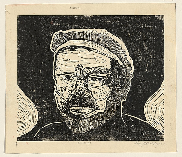 Artist: Gilbert, Kevin. | Title: Burrawong | Date: 1968 | Technique: linocut, printed in black ink, from one block