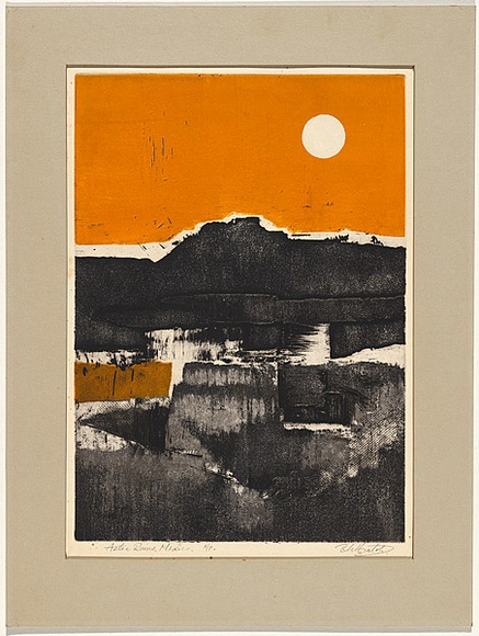 Title: b'Aztec ruins, Mexico City' | Date: 1967 | Technique: b'etching, printed in black ink, from one plate; screenprint, printed in yellow ink, from one stencil'