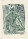 Title: Thai Buddha figure | Date: 1978 | Technique: woodcut, printed in green ink, from one block