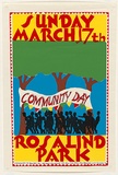 Artist: b'Ebsworth, Andrea.' | Title: b'Community Day, Sunday, March 17th, Rosalind Park, Bendigo.' | Date: 1985 | Technique: b'screenprint, printed in colour, from multiple stencils'