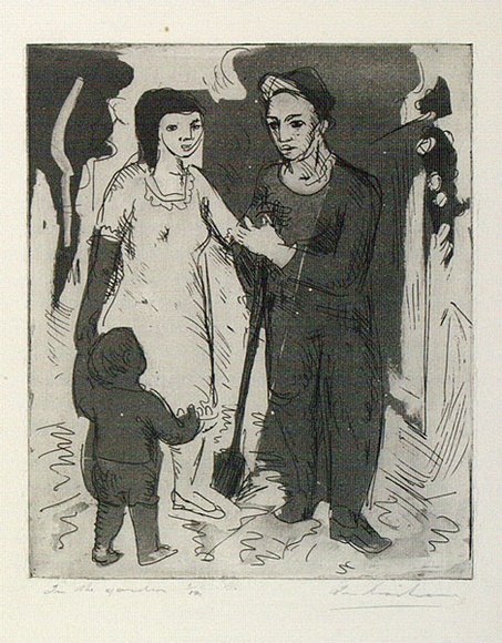 Artist: b'Armstrong, Ian.' | Title: b'In the garden.' | Date: c.1955 | Technique: b'etching, aquatint printed in black ink, from one plate'