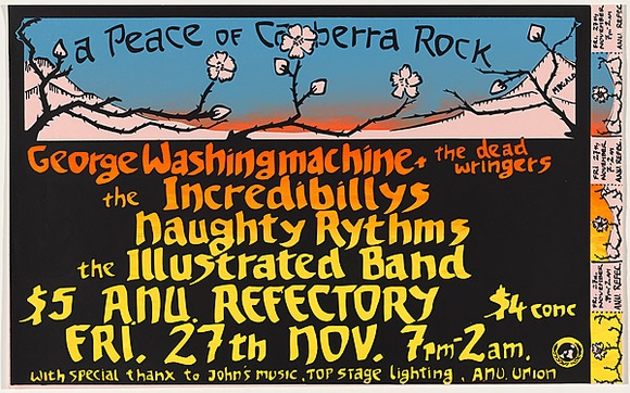 Artist: b'LITTLE, Colin' | Title: b'A Peace of Canberra Rock ... A.N.U. Refectory.' | Date: 1982 | Technique: b'screenprint, printed in colour, from two stencils'