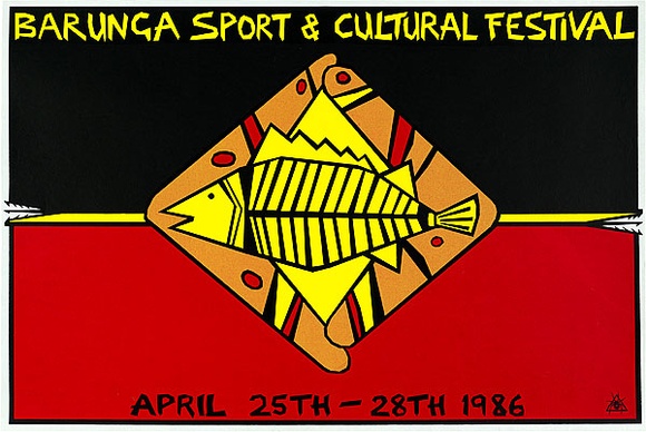 Artist: REDBACK GRAPHIX | Title: Barunga sport & cultural festival 1986.. | Date: 1986 | Technique: screenprint, printed in colour, from three stencils | Copyright: © Michael Callaghan, Redback Graphix
