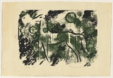 Title: b'In a garden' | Date: 1961 | Technique: b'screenprint, printed in black and green ink, from two stencils'