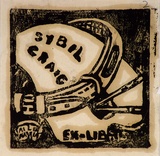 Artist: b'Craig, Sybil.' | Title: b'Bookplate: Sybil Craig (tail wagger).' | Technique: b'linocut, printed in black ink, from one block'