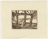Artist: Hirschfeld Mack, Ludwig. | Title: Hay, Murrumbidgee River landscape. | Date: (1940-41) | Technique: woodcut, printed in colour, from multiple blocks