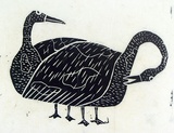Artist: Artist unknown | Title: Two ducks | Date: 1970s | Technique: woodcut, printed in black ink, from one block