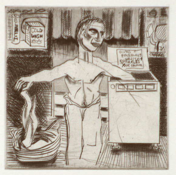 Artist: b'Harding, Richard.' | Title: b'Martyrdom of a handwasher' | Date: 1991 | Technique: b'etching, printed in black ink, from one plate'