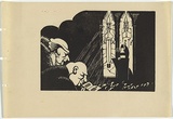 Artist: b'UNKNOWN, WORKER ARTISTS, SYDNEY, NSW' | Title: b'Not titled (church and windows).' | Date: 1933 | Technique: b'linocut, printed in black ink, from one block'