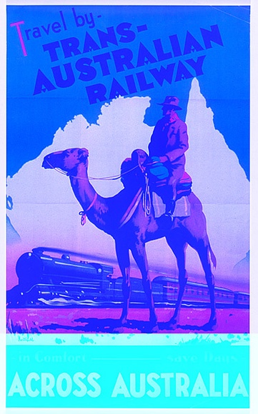 Title: b'Travel by Trans Australian Railway Across Australia' | Date: 1930-1950 | Technique: b'offset-lithograph, printed in colour, from multiple plates'