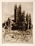 Artist: Menpes, Mortimer. | Title: (Scaffolding on a cathedral) | Technique: etching and drypoint, printed in brown ink, from one plate