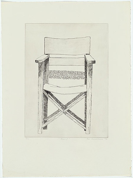 Artist: b'MADDOCK, Bea' | Title: b'Chair I' | Date: September 1974 | Technique: b'etching and burnished aquatint, printed in black ink, from one zinc plate'