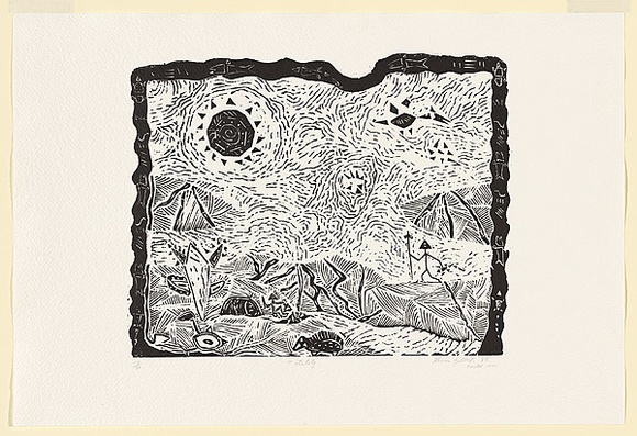 Artist: Gilbert, Kevin. | Title: Totality | Date: 1965 | Technique: linocut, printed in black ink, from one block