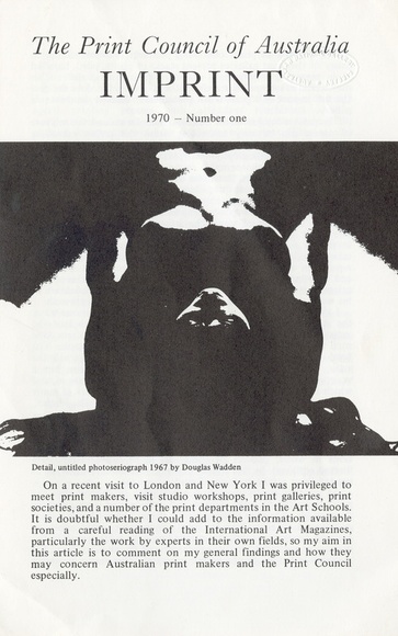 Artist: b'PRINT COUNCIL OF AUSTRALIA' | Title: b'Periodical | Imprint. Melbourne: Print Council of Australia, vol. 05, no. 1,  1970' | Date: 1970