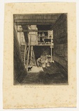 Artist: b'LINDSAY, Lionel' | Title: bCarpenter's shop, Phillip Street, Sydney | Date: 1919 | Technique: b'etching, printed in black ink with plate-tone, from one plate' | Copyright: b'Courtesy of the National Library of Australia'