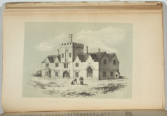 Artist: b'Ham Brothers.' | Title: b'Hutchins school, Hobarton.' | Date: 1851 | Technique: b'lithograph, printed in colour, from multiple stones'