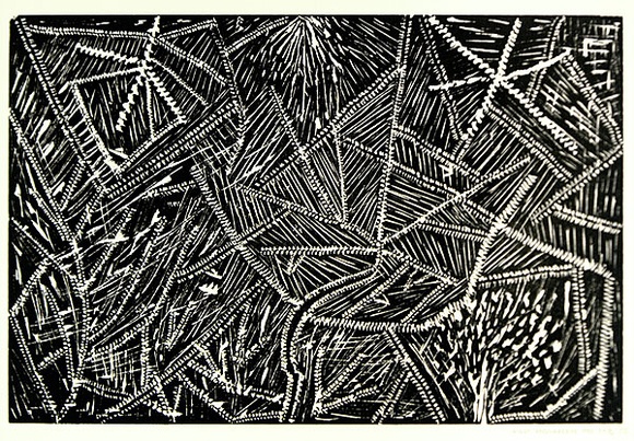 Artist: b'Kngwarreye, Lilly.' | Title: b'not titled [No.55]' | Date: 1990 | Technique: b'woodcut, printed in black ink, from one block'