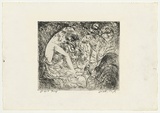 Artist: b'BOYD, Arthur' | Title: b'Nude with dog in thicket.' | Date: (1962-63) | Technique: b'etching, printed in black ink, from one plate' | Copyright: b'Reproduced with permission of Bundanon Trust'