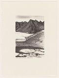 Artist: Elliott, Fred W. | Title: Melt-water Lake, Masson Range | Date: 1997, February | Technique: photo-lithograph, printed in black ink, from one stone | Copyright: By courtesy of the artist