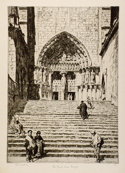 Artist: b'LINDSAY, Lionel' | Title: b'The Great Door, Burgos' | Date: 1929 | Technique: b'etching, printed in black ink, from one plate' | Copyright: b'Courtesy of the National Library of Australia'