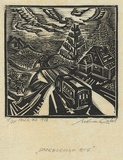 Artist: Ratas, Vaclovas. | Title: Scarborough bus | Date: 1952 | Technique: wood-engraving, printed in black ink, from one block