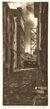 Artist: b'IRVING, Tony' | Title: b'Hosier Lane' | Date: 1990 | Technique: b'etching and aquatint, printed in brown ink, from one plate'