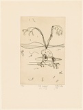 Artist: OLSEN, John | Title: Frog jumping | Date: 1975 | Technique: etching, printed in brown ink with plate-tone, from one zinc plate | Copyright: © John Olsen. Licensed by VISCOPY, Australia