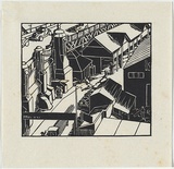 Artist: b'Haefliger, Paul.' | Title: b'Pyrmont bridge, Sydney.' | Date: c.1930 | Technique: b'woodcut, printed in black ink, from one block'