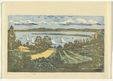 Artist: Allport, C.L. | Title: (River Derwent from Taroona). | Date: c.1930 | Technique: linocut, printed in colour, from multiple blocks
