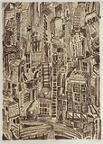 Artist: b'Crawford, Marian.' | Title: b'City north' | Date: 1996, October | Technique: b'lithograph, printed in brown ink, from one stone; cream tint'