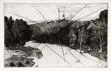 Artist: FEINT, Adrian | Title: (Lighthouse, Palm Beach). | Date: c.1922 | Technique: etching, printed in black ink, from one plate | Copyright: Courtesy the Estate of Adrian Feint