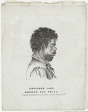Artist: Baker, William. | Title: Kangaroo Jack, Broken Bay tribe. | Date: c.1840 | Technique: chalk-lithograph, printed in black ink, from one stone