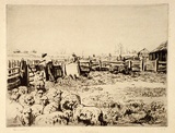 Artist: b'LINDSAY, Lionel' | Title: b'The drafting gate, Bendemeer' | Date: 1925 | Technique: b'drypoint, printed in black ink with plate-tone, from one plate' | Copyright: b'Courtesy of the National Library of Australia'