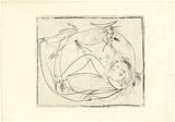 Artist: b'BOYD, Arthur' | Title: b'Nude unveiled by a dog.' | Date: (1962-63) | Technique: b'drypoint, printed in black ink, from one plate' | Copyright: b'Reproduced with permission of Bundanon Trust'